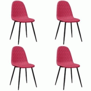 VidaXL Chaises à Manger Lot De 4 Rouge Bordeaux Velours - rouge 325662 VidaXL Chaises à Manger Lot De 4 Rouge Bordeaux Velours - rouge 325662