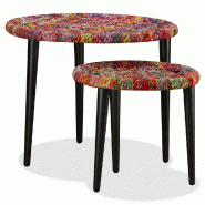 VidaXL Table basse 2 pcs Détails tissés chindi Multicolore Modèle Atlas Edge Plus - 244213XL
