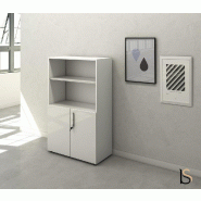 Armoire mi-haute mixte à portes battantes Luxury- Ofitres - Blanc_0