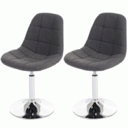 Décoshop26 - 2x chaises de salle à manger en tissu gris clair pied chromé pivotant CDS04427 - gris 3000415219612 Décoshop26 - 2x chaises de salle à manger en tissu gris clair pied chromé pivotant CDS04427 - gris 3000415219612