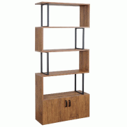 Décoshop26 - Bibliothèque étagère de rangement avec porte 183x80cm aspect chêne sauvage 04_0001326 - 3000141432699