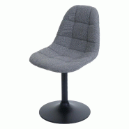 Décoshop26 - Chaise de salle à manger pivotante 360° design contemporain en tissu bouclé gris pied acier noir mat 04_0009878 - 3000267730525