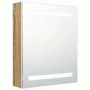 Helloshop26 - Armoire de salle de bain à miroir LED design contemporain 50 x 14 x 60 cm éclairante en MDF blanc 02_0046737 - blanc verre 3000234395610