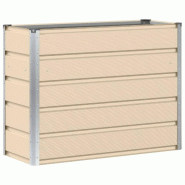 Helloshop26 - Jardinière moderne pour jardin terrasse 100 x 40 x 75 cm design épuré en acier ivoire 02_0059138 - acier 3000240970658