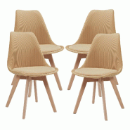 Helloshop26 - Lot de 4 chaises de salle à manger 82 x 49 x 54 cm moderne design robuste velours côtelé jaune moutarde 03_0009826 - jaune Bois massi