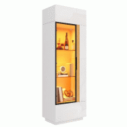 Merax Vitrine LED, armoire haute avec porte vitrée, cadre en aluminium, App-LED et façade brillante, 60 x 40 x 180 cm, blanc - blanc multi-matériau