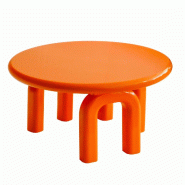 Oviala Business Table basse ronde 80 cm en MDF effet laqué orange - orange Bois manufacturé 114296