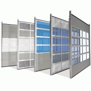 Porte sectionnelle industrielle alu 40 mm / automatique / repliable en plafond / vitrée/ en métal / avec portillon / hydrofuge / hermétique / isolation phonique / isolation thermique