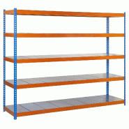 SimonRack Rayonnage industriel, 2000x1500x750 mm, 400 kg au point de flexion, 5 étagères métalliques, Bleu/Orange/Galvanisé- Ecoforte - orange mé