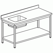 Table inox de travail avec bac à gauche avec étagère 1400 x 700 x 8... - PDTRVAS714
