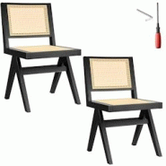 TecTake GmbH tectake Lot de 2 chaises en bois avec cannage viennois design rétro noir - 405911 - beige Bois massif 405911 TecTake GmbH tectake Lot de 2 chaises en bois avec cannage viennois design rétro noir - 405911 - beige Bois massif 405911