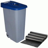 WellHome - Conteneur à Déchets Ouvert 110L avec 30 Sacs poubelle, Couleur Bleue - bleu plastique PK4648