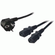 Cordon d'alimentation électrique LogiLink - 1.5m - Schuko-C13/2xIEC C13 - Mâle/Femelle Cordon d'alimentation électrique LogiLink - 1.5m - Schuko-C13/2xIEC C13 - Mâle/Femelle