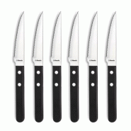 Amefa Coffret 6 couteaux steak Steak Pizza Noir - Manche POM microdenté - noir 3546693231460