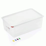 Bac GN 1/1 polypropylène H 200 mm 28 ltr avec couvercle GN 86 lot de 6 - Was Germany - plastique 4044925166423