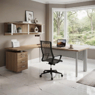Bureau de direction d'angle X time Next - Quadrifoglio - 200, Blanc, Noyer canaletto, 3 tiroirs Bureau de direction d'angle X time Next - Quadrifoglio - 200, Blanc, Noyer canaletto, 3 tiroirs
