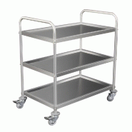Chariot de service 3 niveaux en inox 86x53,5x93cm