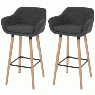 Décoshop26 - Lot de 2 tabourets de bar chaise de bar comptoir avec repose-pieds en tissu gris foncé 04_0000168 - gris 3000252098982