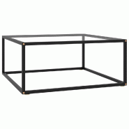 Décoshop26 - Table basse design moderne et contemporaine avec verre trempé et acier noir 80 x 80 x 35 cm DEC039887 - noir verre 3000264641138