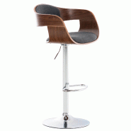 Décoshop26 - Tabouret de bar x1 design scandinave en tissu gris foncé et structure en bois couleur noyer 10_0005047 - gris 3000252430218 Décoshop26 - Tabouret de bar x1 design scandinave en tissu gris foncé et structure en bois couleur noyer 10_0005047 - gris 3000252430218