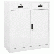 Helloshop26 - Armoire de bureau rangement durable avec 2 étagères réglables 90 x 40 x 102 cm en acier blanc 02_0046907 - blanc acier 3000234492029