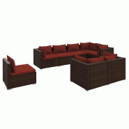 Helloshop26 - Salon de jardin meuble d'extérieur ensemble de mobilier 8 pièces avec coussins résine tressée marron 02_0017726 - marron acier 30001