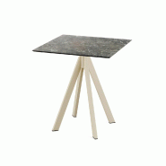 Infinity table de bistrot avec piètement sable + plateau HPL Galaxy Marble 70x70 cm
