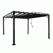 Mendler Pergola HWC-L40, Pavillon de jardin à lamelles, toit de terrasse, 8cm-armature alu tissu/textile, 3x3m anthracite - gris métal 98767+98768