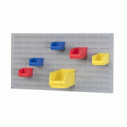 PROREGAL Système de support, panneau système gris avec 18x bacs à bec bleues 3.0 | Dimensions HxL 50x100cm | Bac à bec, boîtes de rangement - gri