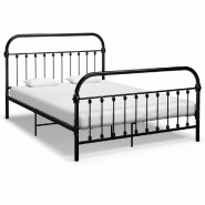 VidaXL Cadre de lit sans matelas et tête de lit noir 140x200 cm métal Modèle Mervionel - 284501