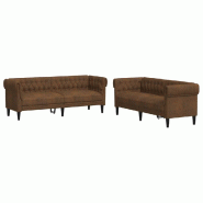 VidaXL Ensemble de canapés 2 pcs marron tissu Modèle Zervelisse - 3209208
