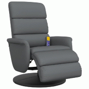 VidaXL Fauteuil inclinable de massage repose-pieds gris similicuir Modèle Lerdoria - 356727