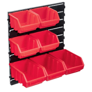 Vidaxl kit de bacs de stockage avec panneau mural 8 pcs rouge et noir 150817