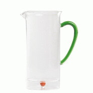 Zafferano Carafe Teca Frutta Grande Haute En Verre Borosilicaté Couleur Orange, Capacité 120 Cl, Design Artisanal Avec Décor Protégé En Double Fo