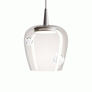 Zafferano Lampe à suspension Bilia 230V avec diffuseur en verre borosilicate soufflé à la bouche et détails en aluminium, diamètre 18 cm, 8W, 270