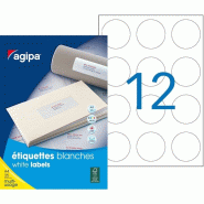 300 étiquettes blanches multi-usage, format Ø 60 mm (25 feuilles A4 / cdt) - 3270241023732