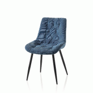 AQA Design Ensemble de 4 chaises FLORA en velours bleu L.52 P.57 H.88 MP02987 - bleu textile MP02987