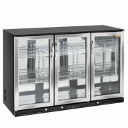 Arrière-bar noir 3 portes vitrées inox - 338 L | Coolhead - BBA348