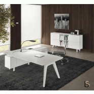 Bureau d'angle Rail en bois- Bralco. - 200, Droite, Chêne blanc