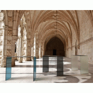 Console meuble en verre courbé Eosia - bleu-fume