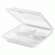 Contacto Barquette à menu Eco-Takeout 23 x 23,5 x 6,5 cm, blanc - blanc plastique 1103/230