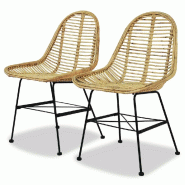 Décoshop26 - Lot de 2 chaises de salle à manger cuisine  Rotin naturel CDS020122 - 3001057099785
