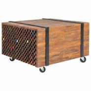 Décoshop26 - Table d'appoint table basse sur roulettes en teck marron et multicolor 60 x 60 x 38 cm DEC032435 - marron 3000258983510 Décoshop26 - Table d'appoint table basse sur roulettes en teck marron et multicolor 60 x 60 x 38 cm DEC032435 - marron 3000258983510