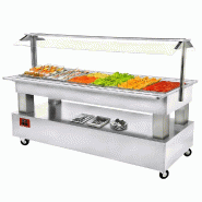 Diamond - Buffet - Salad bar réfrigéré, 6x GN1/1-150 (Bois Blanc) professionnel – BSB/6N-A1-R2 - blanc inox AKS-BSB/6N-A1-R2