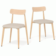Helloshop26 - Lot de 2 chaises de salle à manger 49 x 48 x 79 cm assise confort ergonomique design moderne en métal chêne 20_0018638 - métal 30002
