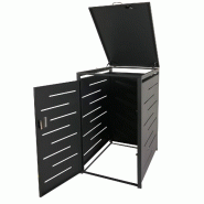 Mendler XL Habillage de poubelle pour 1/2 personnes HWC-E83, Box pour poubelles, extensible 116x71x98cm ~ anthracite, acier 39kg - gris métal 73388+7