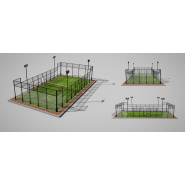 Terrain de padel - le court classique - Structure métallique en gris anthracite ou noir Terrain de padel - le court classique - Structure métallique en gris anthracite ou noir