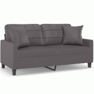VidaXL Canapé 2 places avec oreillers décoratifs gris 140cm similicuir Modèle Rilena - 3200805