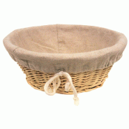 Banneton en osier naturel avec tissu en toile de jute Ø25x9cm
