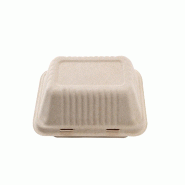 Betik Ecoline – 300 unités – Boîte repas bagasse naturel – 22 x 15,5 x 8 cm, 1200 ml - beige Bagasse 1010951